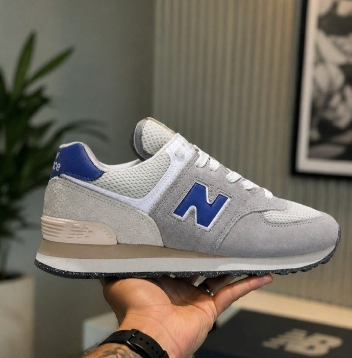 🛒 Tênis New Balance 574 V2 Unissex Retrô Moda Casual Original Prateado 44 Br