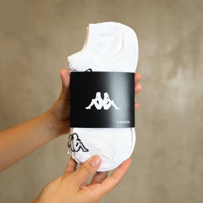 Meias Kappa Kit 3 Pares Sapatilha Soquete Invisível Original Branco 34-38
