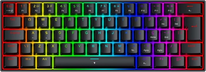 Teclado Magnético Gamer Redragon Fizz RGB Preto 60% Polling Rate 8K Rapid Trigger