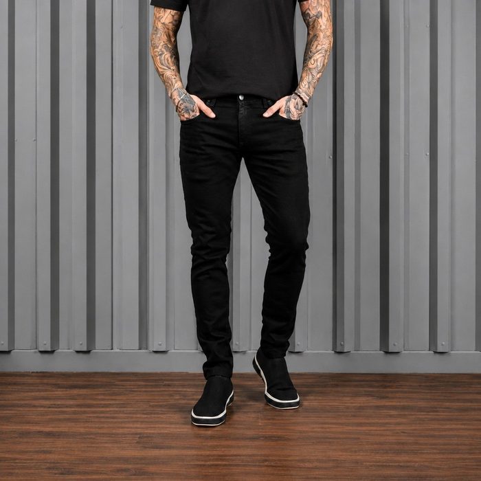Calça Jeans Preta Super Skinny Masculina Lycra Premium