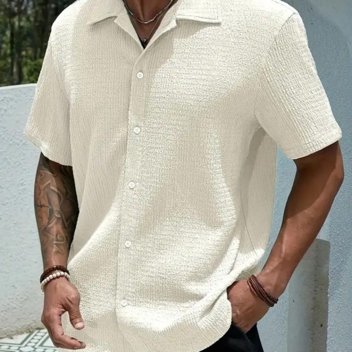 Camisa Casual Masculina Texturizada C/botões Old Money 01