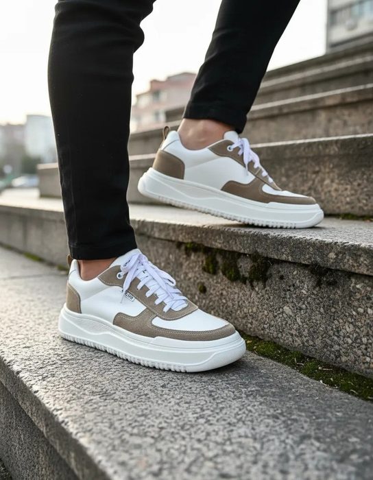 Sapatênis Casual Masculino Couro Tênis Sola Alta Leve Macio 37 a 44
