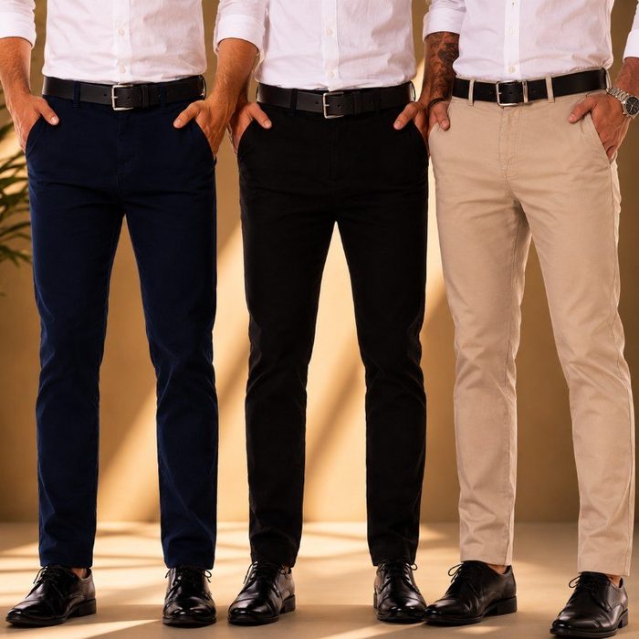 Kit 3 Calça Masculina Sarja Slim Alfaitaria Esporte Fino 36 a 48