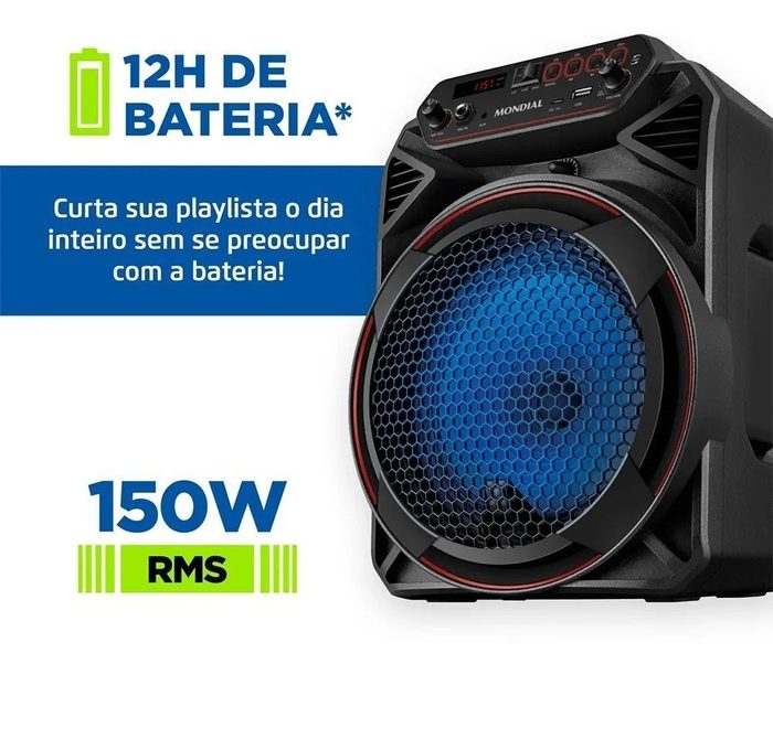 🎮Caixa De Som Mondial Cm-150 Amplificada Connect Party Plus