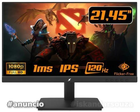 👍🔥 Monitor Gamer SuperFrame Ace, 21.45 Pol, Full HD, IPS, 120Hz, 1ms, Flicker-Free, HDMI/VGA, SF-MN-ACE21FSIFC1B