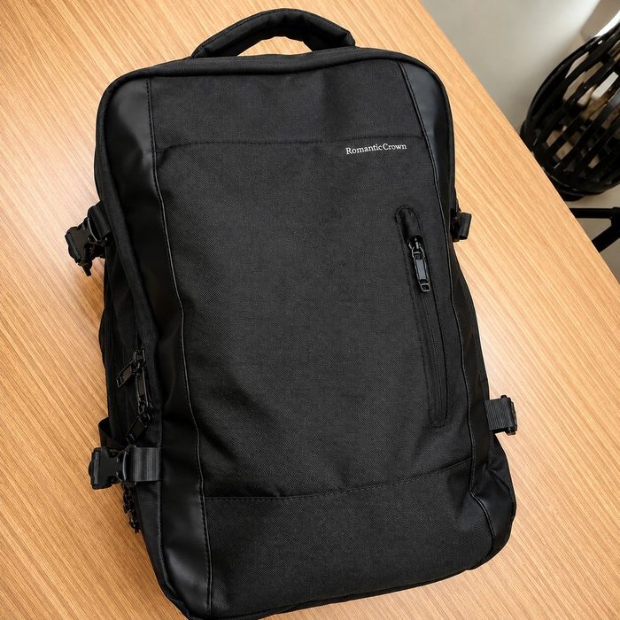 Mochila masculina, impermeável, reforçada, com capacidade ampliada de 30-42L, adequada para portátil, viagens diárias, cor preta