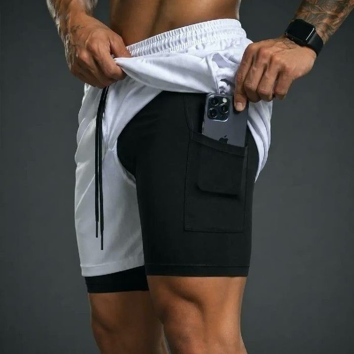 roupas kit 4 shorts 2 em 1 duplo dryfit masculino compressão térmic