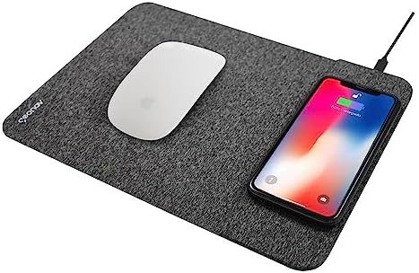 Geonav Carregador Universal por Indução com Mousepad, 10W Android , 7,5W iPhones , Qi, MPISG, Cinza