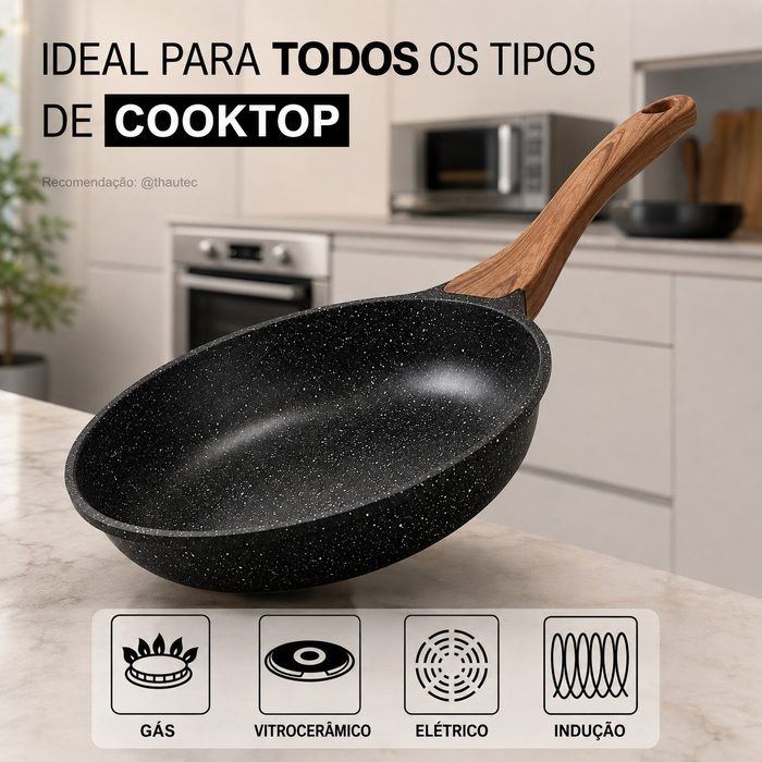 Frigideira Cerâmica Antiaderente Grande 24cm - Funciona em Todos os Tipos de Fogões