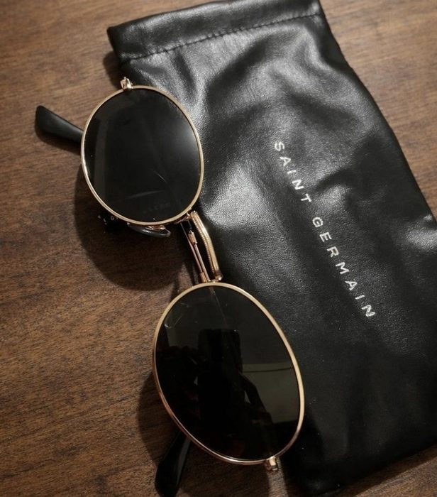 Óculos de Sol Saint Germain Hylan Aviador para Homens e Mulheres com Lente Verde e Armação Dourada