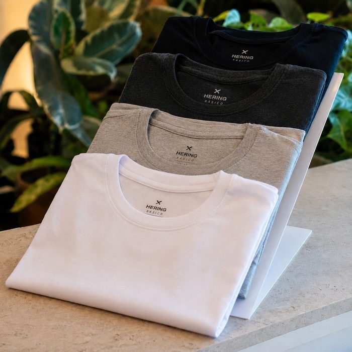 Kit Com 5 Camisetas Masculinas Básicas Slim Hering Adulto