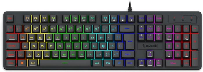 Teclado Membrana Gamer Redragon Netherbane Preto RGB K521-RGB