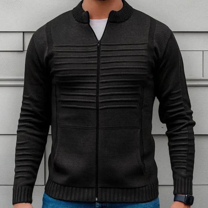 Jaqueta Masculina Blusa De Frio Malha Grossa Ziper E Bolso P ao G