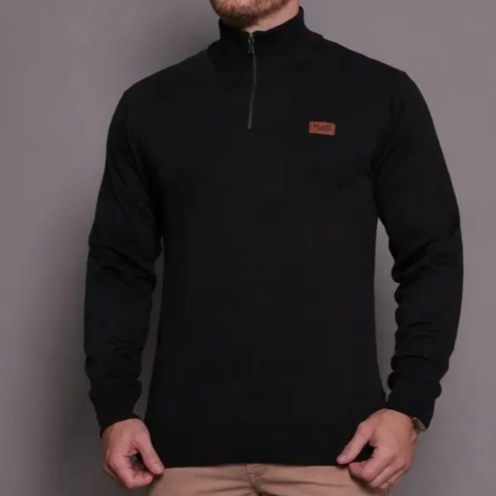 Suéter Masculino Zíper Gola Alta Red Nose Básico Inverno P ao GG