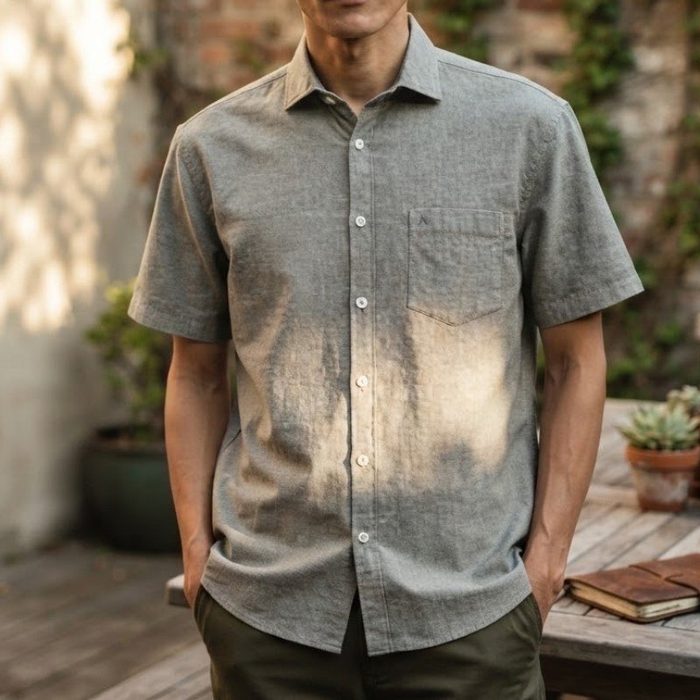 camisa aramis manga curta algodão verde medio