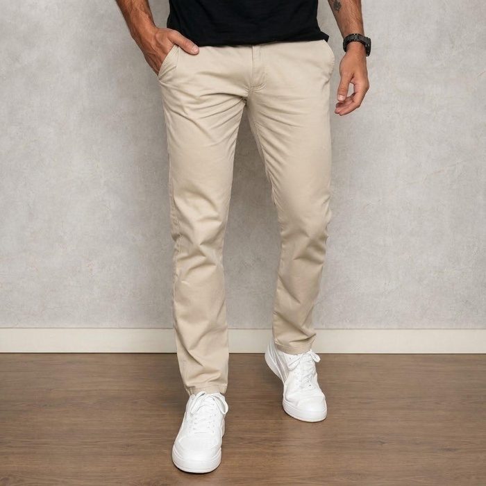 Calça Masculina Sarja Premium Esporte Fino Bolso Faca Lycra