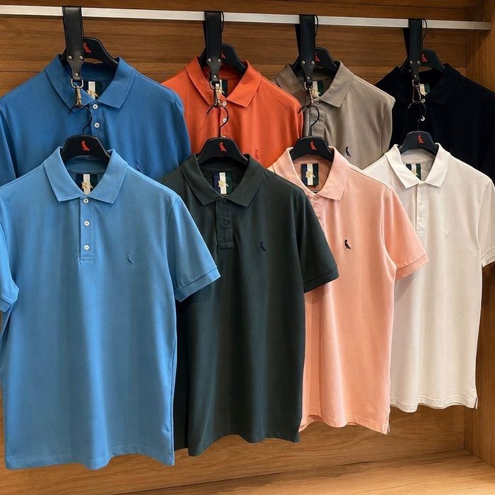 Camisa Polo Reserva Essence Básica Azul Jeans Liso Gg