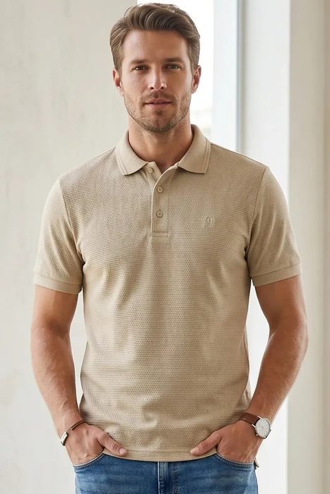 Polo Piquet Favo Premium Polo Wear Bege Médio Bege Médio M