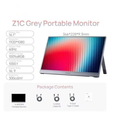 ARZOPA Z1C 16.1" - 60Hz 100% sRGB IPS Full HD
