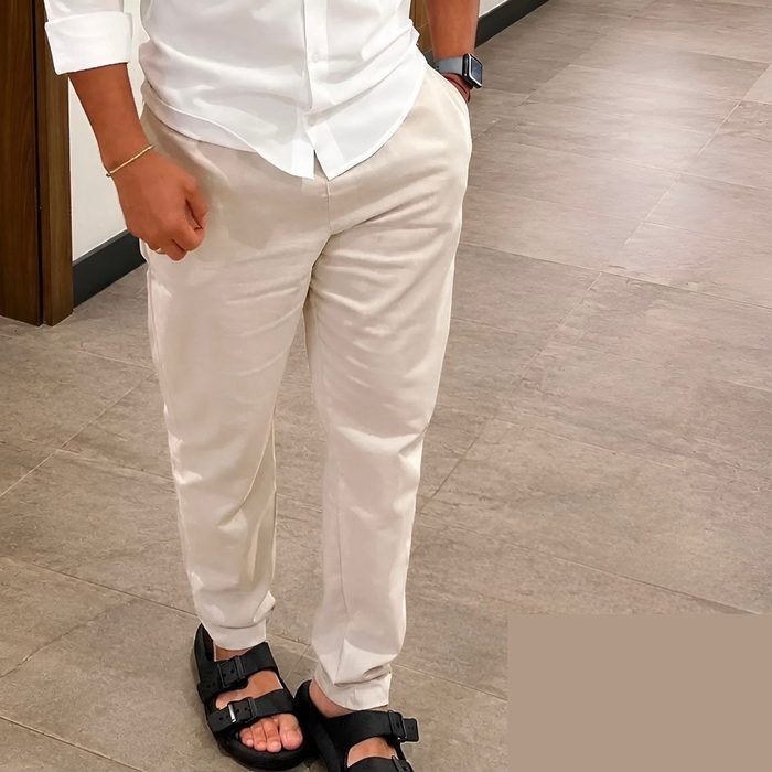 Calça Linho Masculino Social Casual C/bolsos Tecido Premium