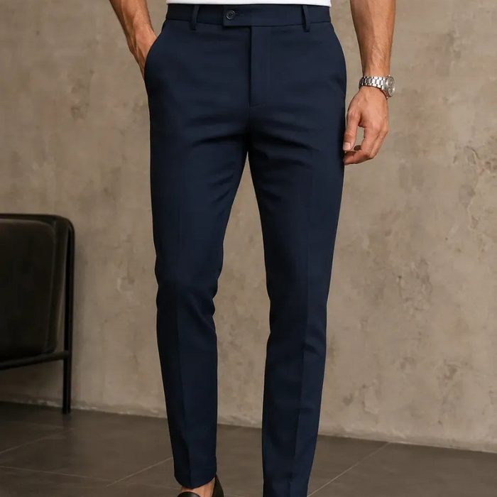 Calça Alfaiataria Masculina Slim Fit Premium Social Azul Liso 38 a 50