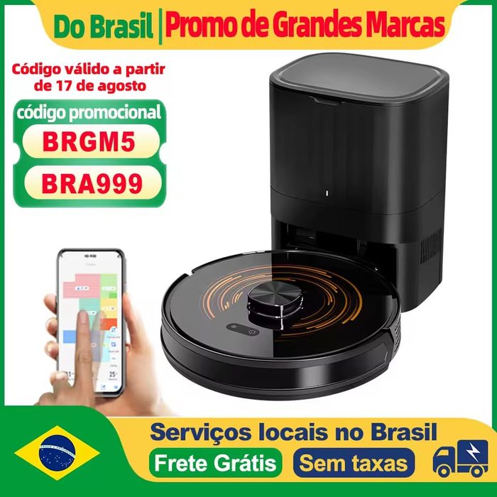 Robô Aspirador de Pó Abir K30 Base Autolimpante Laser duplo, sensores TOF, LUZ UV para esterilização de pisos, 240 minutos de autonomia.