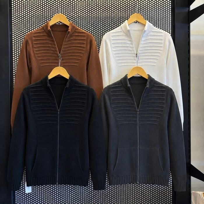 Jaqueta Masculina Blusa De Frio Malha Grossa Ziper E Bolso P ao GG