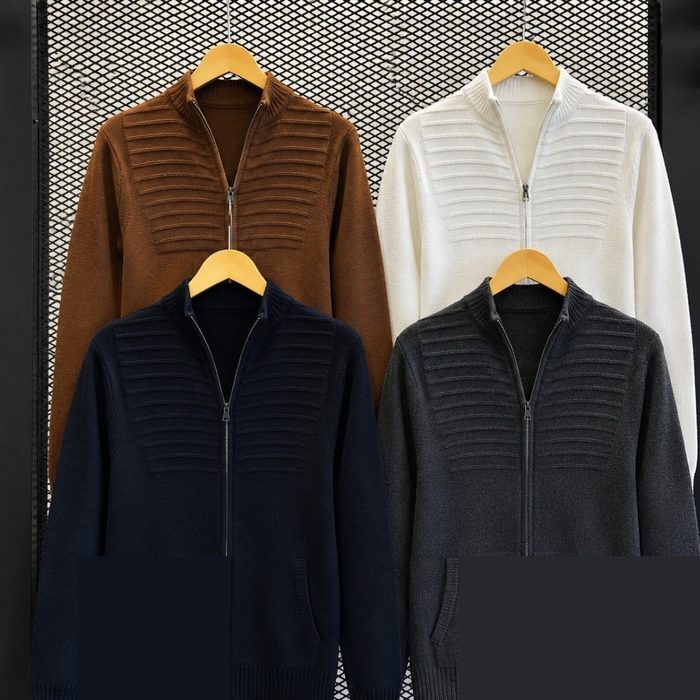 Jaqueta Masculina Blusa De Frio Malha Grossa Ziper E Bolso