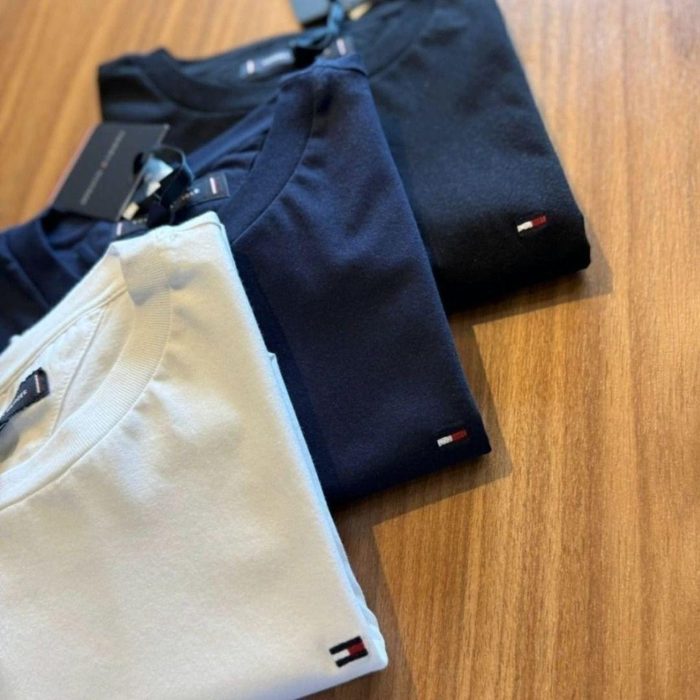 camisetas tommy hilfiger essential preta 3un