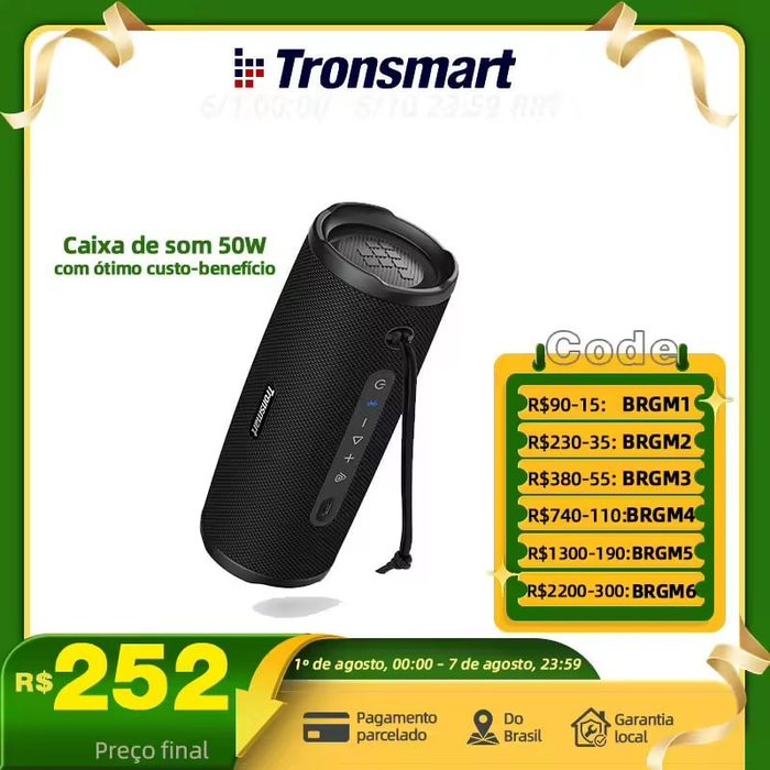 Caixa de Som Tronsmart Bluetooth Mirtune C3 Plus 50W