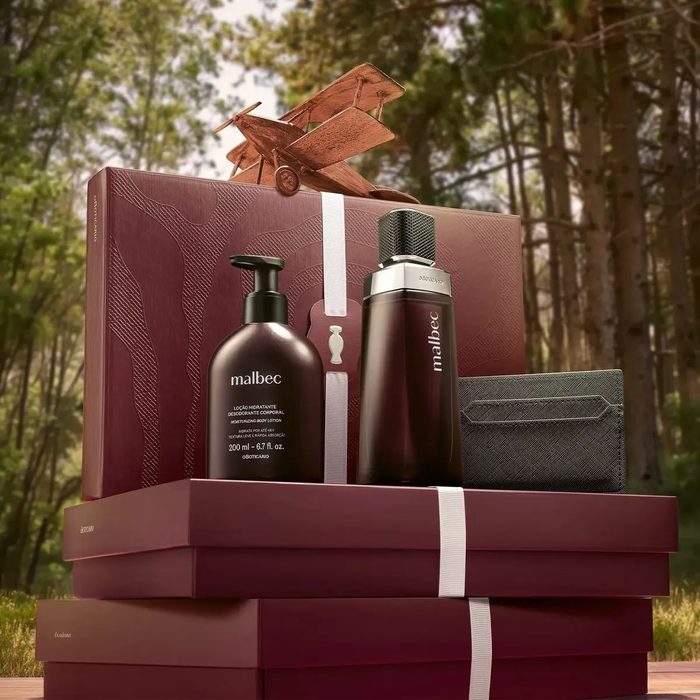 perfume o boticário malbec kit presente 3 itens
