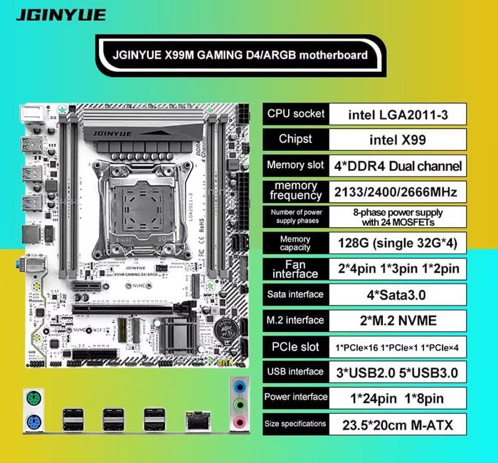 JGINYUE X99 GAMING D4 ARGB Tem suporte ao TPM 2.0