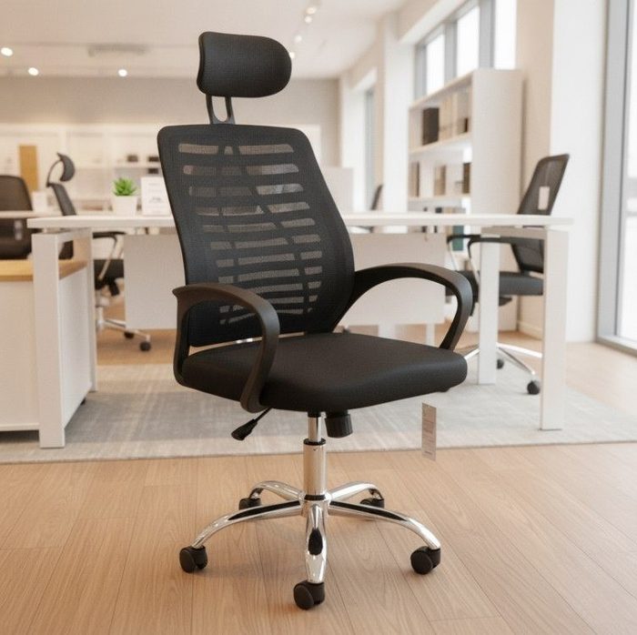 🛒Cadeira Escritório Oficial Diretor Mesh Ergonômica Office Preto Tela Mesh