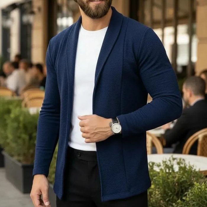 Cardigan Masculino Slim Fit Casual Casaco Sueter Manga Longa P ao GG