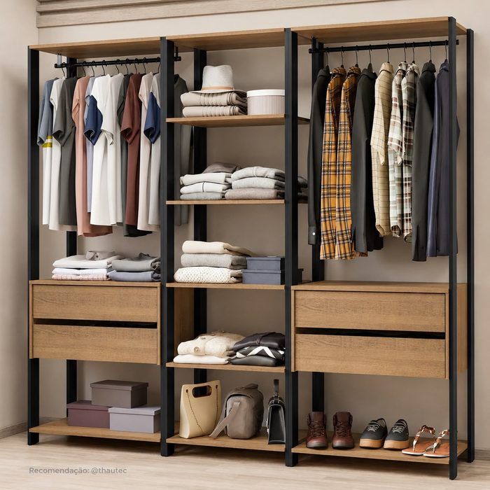 guarda-roupa madesa closet modulado valencia 199cm