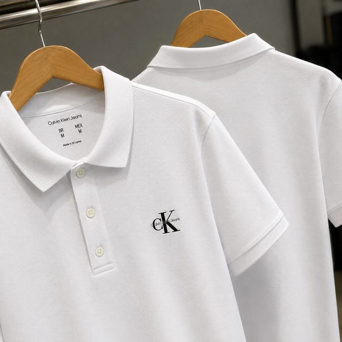 camisa polo calvin klein jeans piquet regular light re issue branca