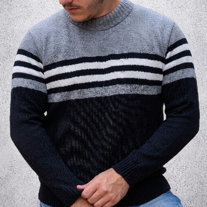 Suéter Blusa De Tricot Masculino Listrado Blusa Lã Masculina P ao GG
