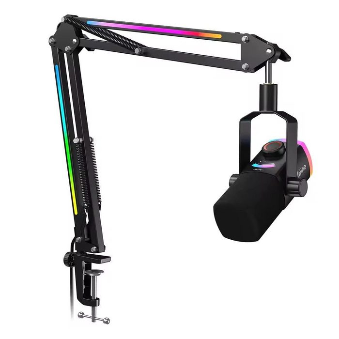 Microfone Dinâmico Fifine Ampligame Am8prot + Braço articulado Rgb