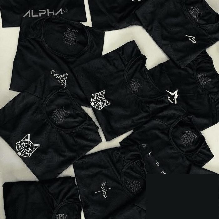 Kit 5 Camisetas Dry All Black Alpha