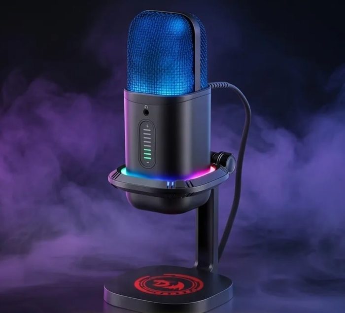 🛒Microfone Gamer Redragon Echowave RGB Preto Condensador