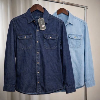 Camisa Jeans Slim Manga Longa Masculina