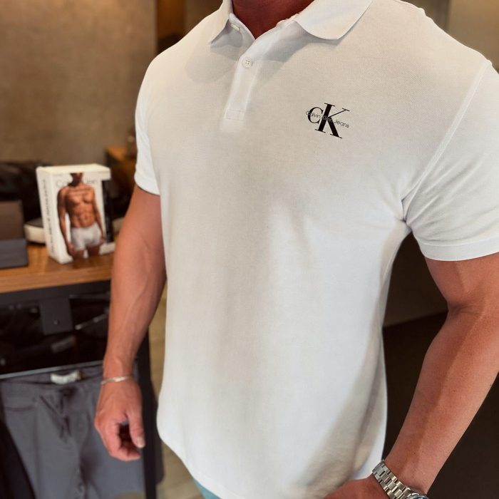 Polo Calvin Klein Jeans Piquet Regular Light Re Issue Branca P ao XGG
