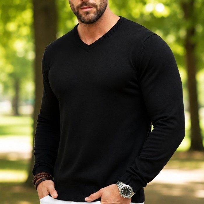 Suéter Masculino Inverno Frio Gola V Social Casual Tricot P a G