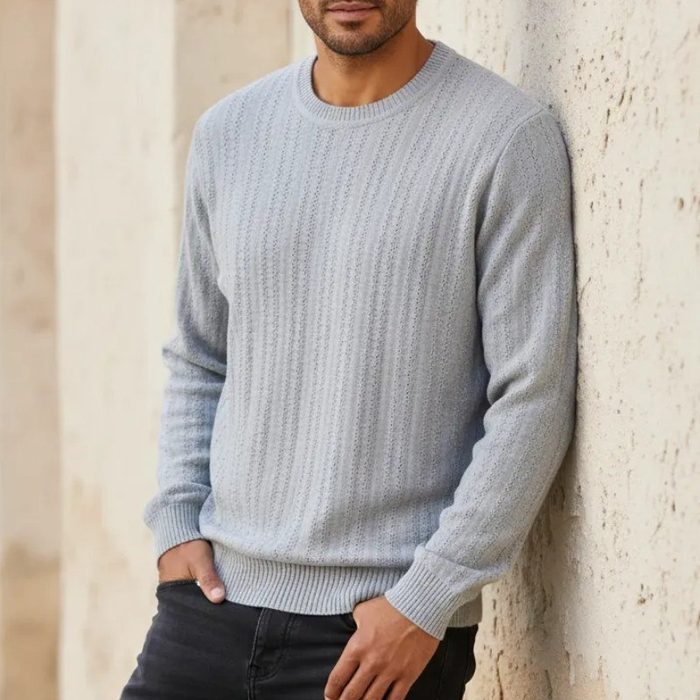 Suéter Masculino Texturizado De Tricot Turim Opus Cinza P ao XG