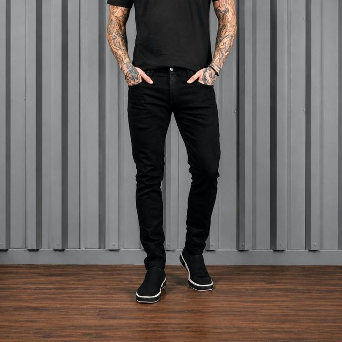 Calça Jeans Preta Super Skinny Masculina Lycra Premium