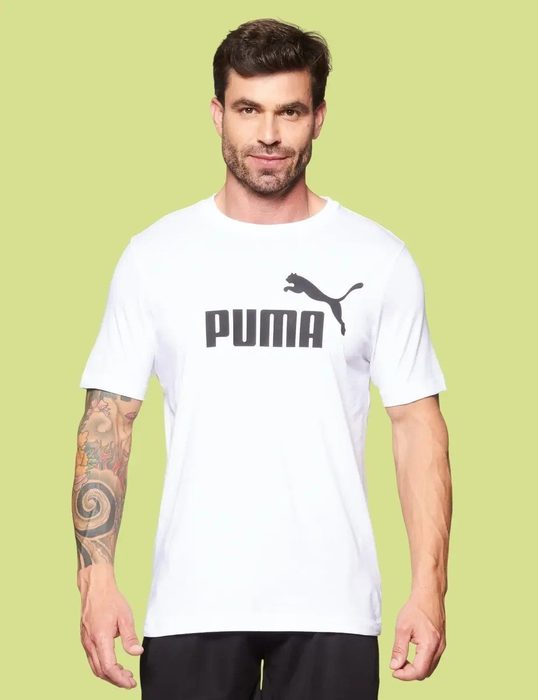 🛒Camiseta Masculina Ess Logo Tee Puma Puma White Liso