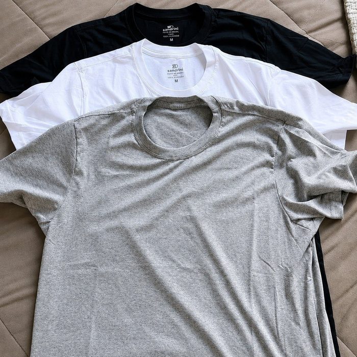Kit 3 Camisetas Algodão Dia Dia Sandrini Básica Conforto