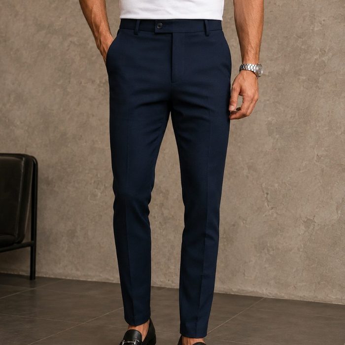 calça use fusion alfaiataria slim fit premium social azul liso