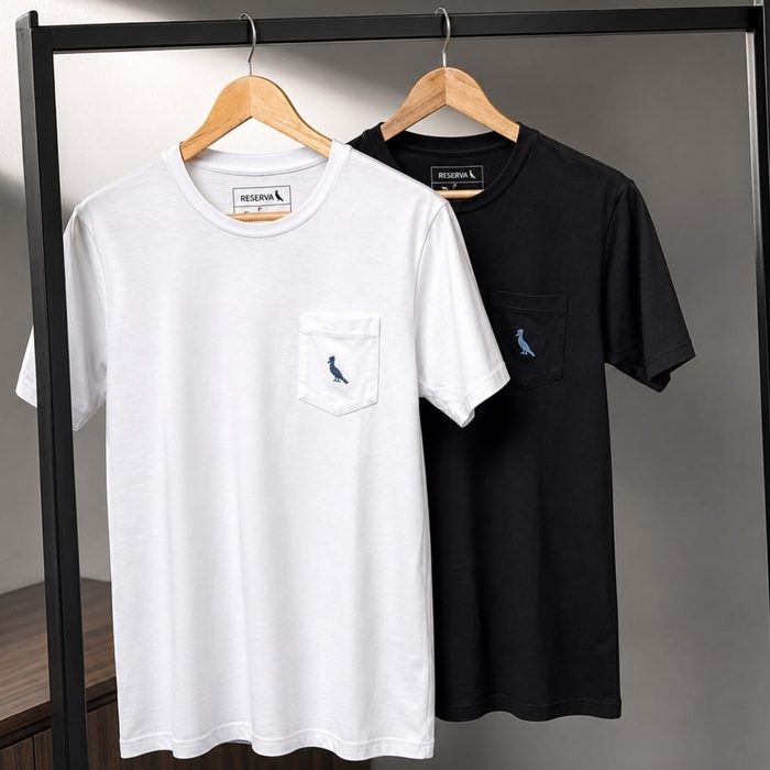 Kit 2 Camisetas Bolso Cb Pica-pau Xadrez Reserva Preto/branco G