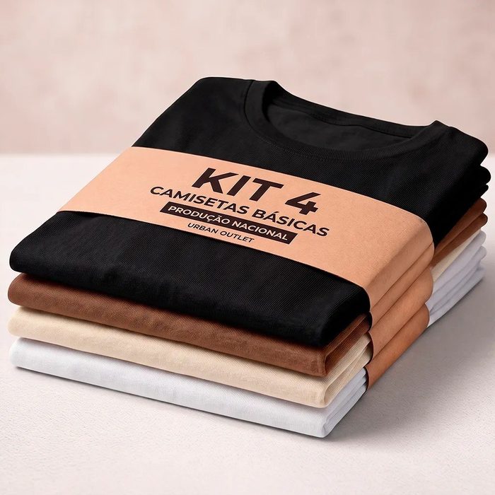 Camiseta Lisa Básica Kit 4 Unidades Terrosos Algodão Casual P ao GG